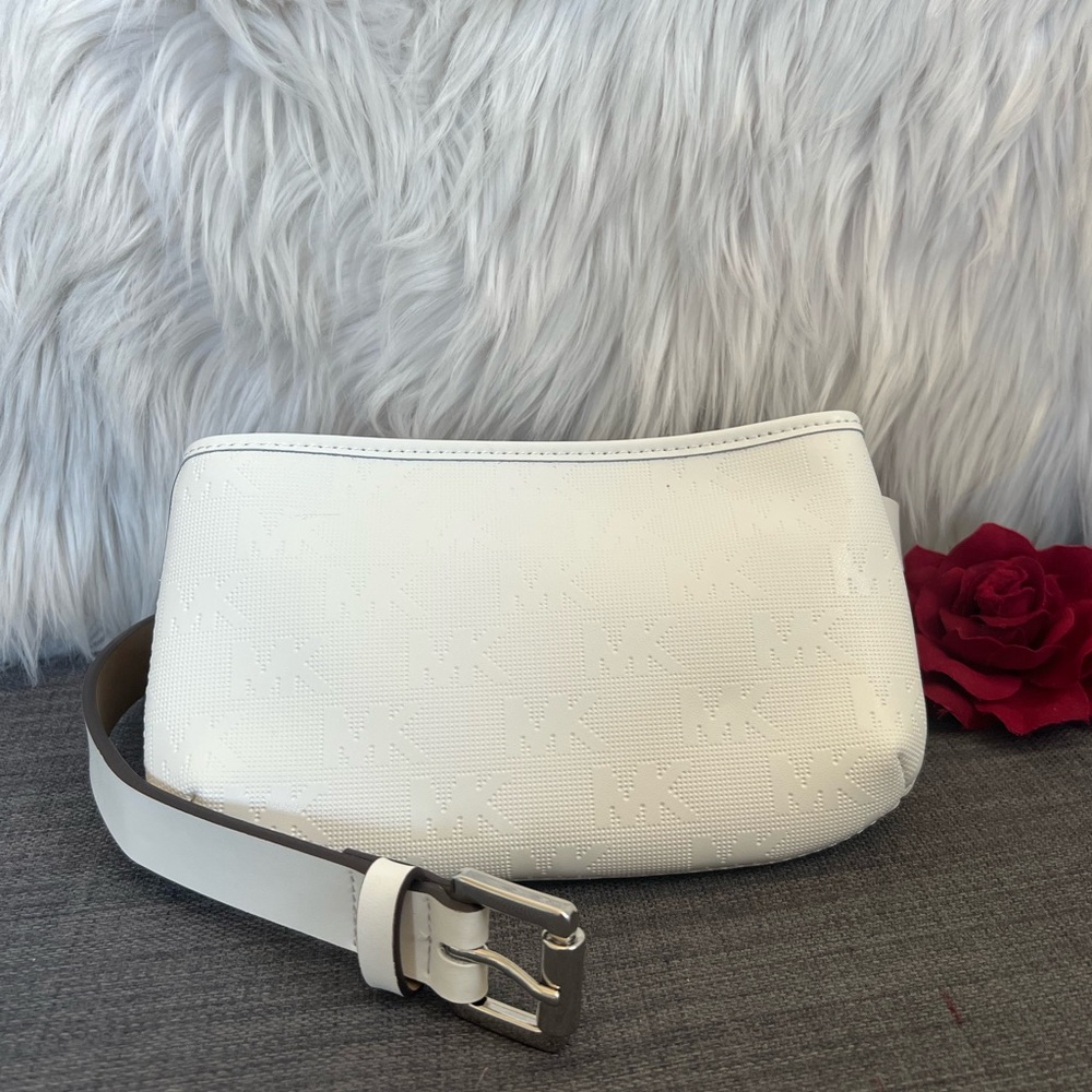 NWT MICHAEL KORS MK SIGNATURE FANNY PACK BAG ON BELT LEATHER